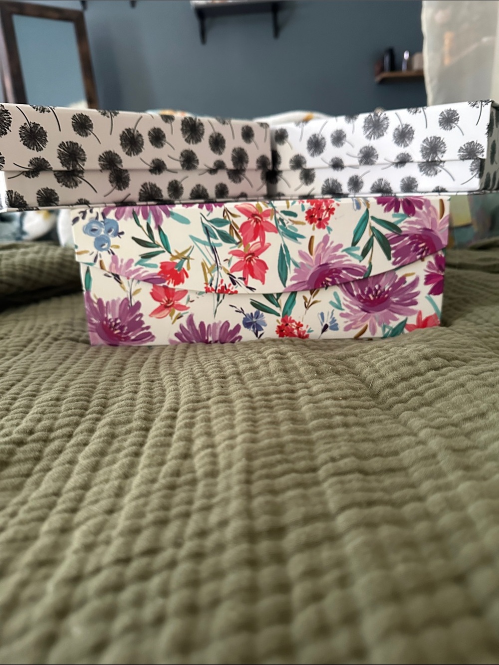 The Spring Shop Floral Storage Box - Purple, Pink & Green - Set of 3